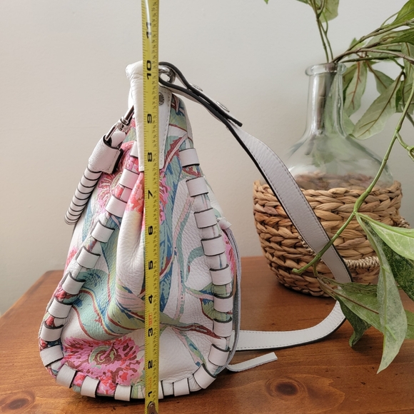 Aimee Kestenberg Eucalyptus Print Leather Convertible Hobo Crossbody Bag Purse - Picture 9 of 14